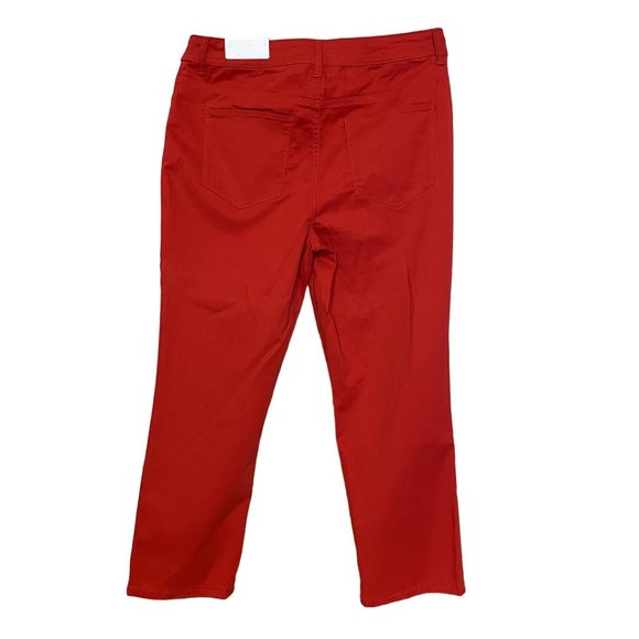 NWT Chico's Red Slim Fit Platinum Girlfriend Crop Stretch Sateen Pants Size 1X - Picture 2 of 4